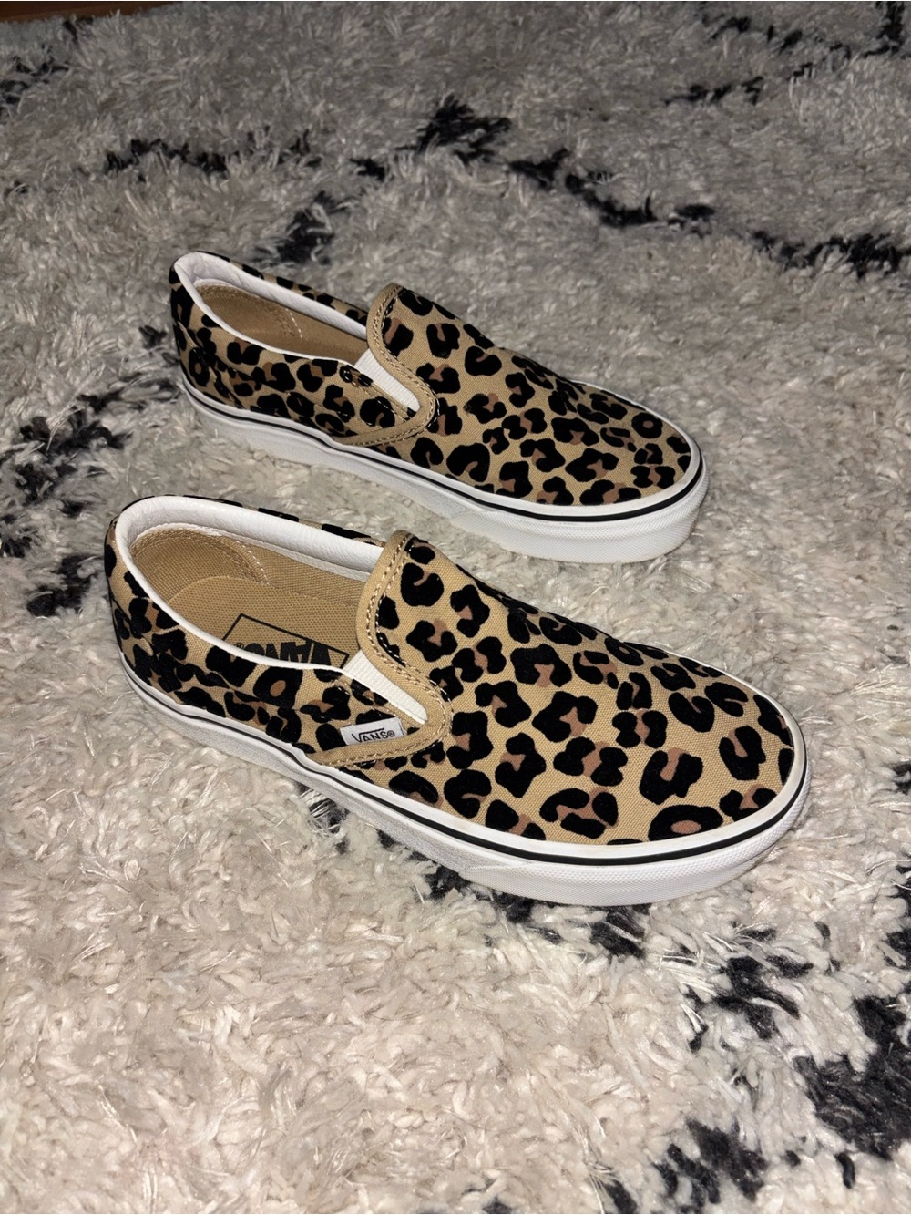 Vans Leopard Print Slip-On Sneakers - Tan & Black